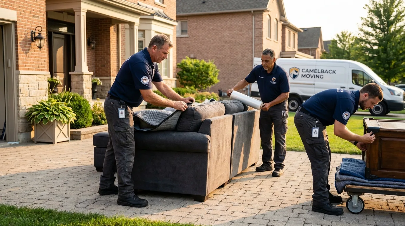 Large estate moving crew wrapping furniture in Basile, LA